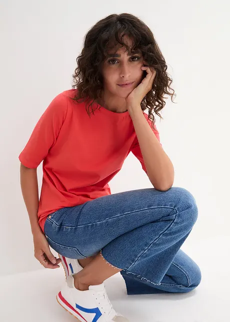 Maglia a mezze maniche con scollo a barca con cotone biologico, bonprix