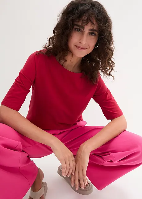 Maglia a mezze maniche con scollo a barca con cotone biologico, bonprix