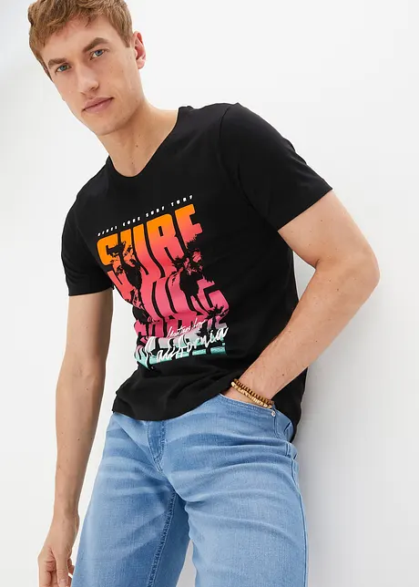 T-shirt in cotone biologico, slim fit, bonprix