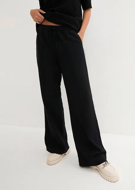 Pantaloni in misto lino con cucitura, bonprix