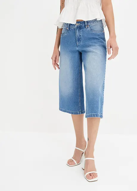 Jeans capri wide leg, a vita media, John Baner JEANSWEAR