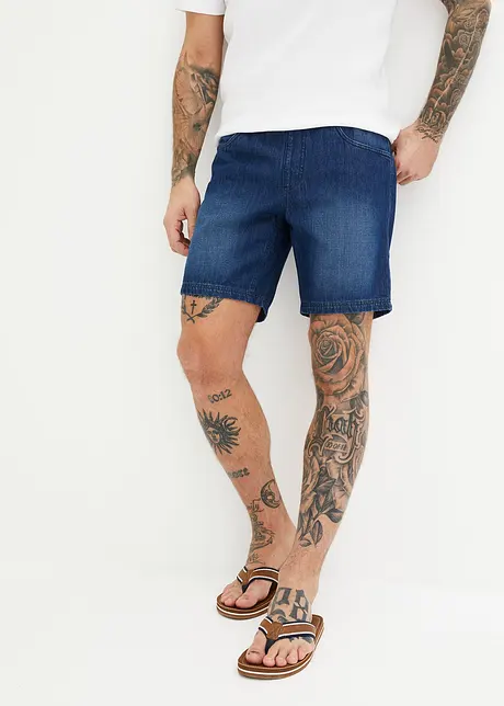 Bermuda di jeans con elastico in vita, regular fit, John Baner JEANSWEAR
