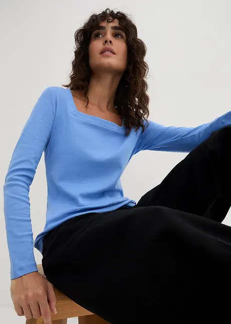 Maglia a maniche lunghe con scollo quadrato (pacco da 2), bonprix