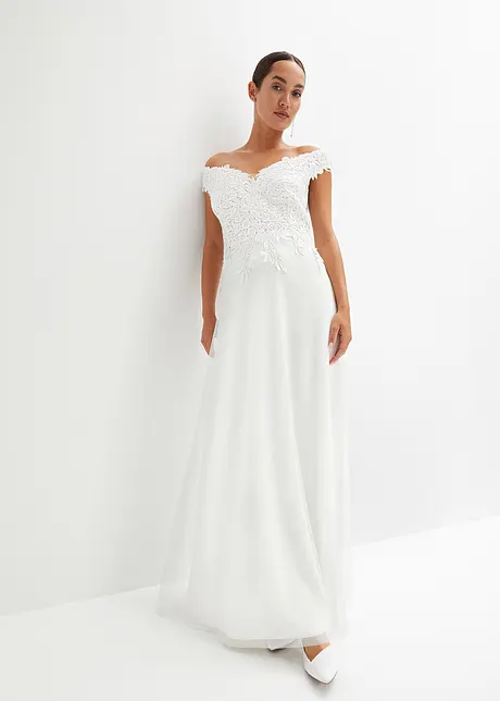 Abito da sposa con spalle scoperte e pizzo, bonprix