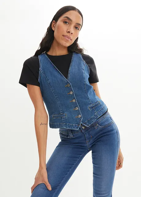 Gilet in jeans elasticizzato, bonprix