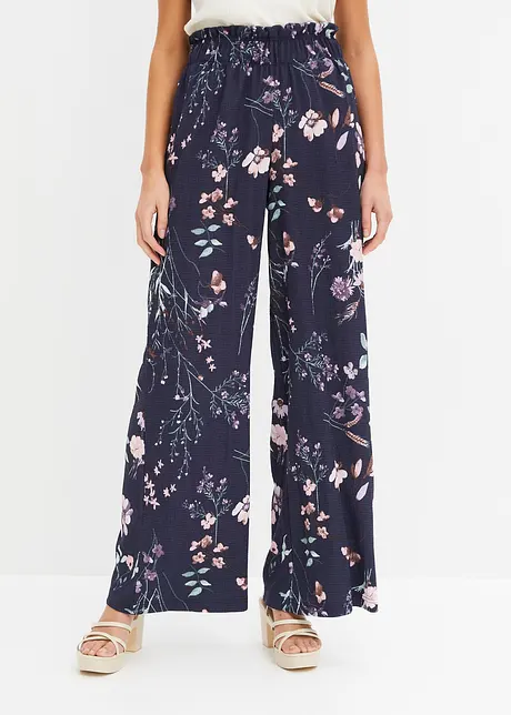 Pantaloni di jersey in crêpe con fantasia floreale, bonprix