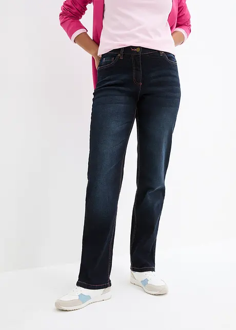 Jeans straight in cotone, a vita media, bonprix