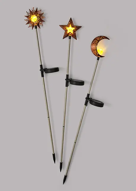 Decorazione solare da giardino sole, luna, stella (set 3 pezzi), bonprix