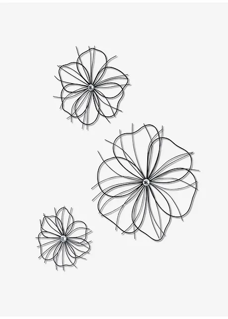 Decorazioni da parete a forma di fiore (set 3 pezzi), bonprix