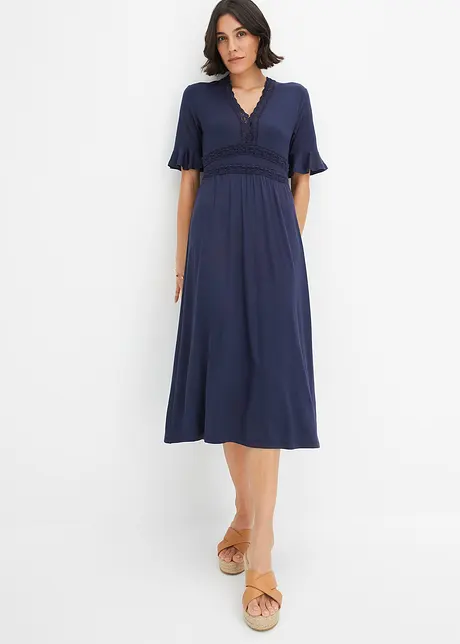 Abito midi con pizzo, bonprix
