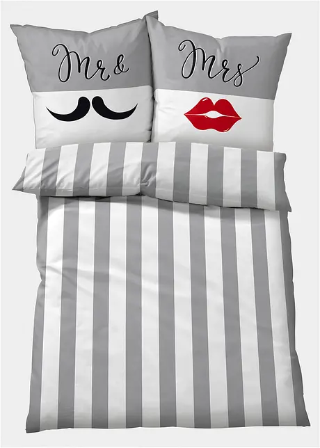 Biancheria da letto con stampa Mr & Mrs, bonprix