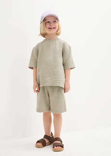 T-shirt in mussola e pantaloni corti (set 2 pezzi), bpc bonprix collection