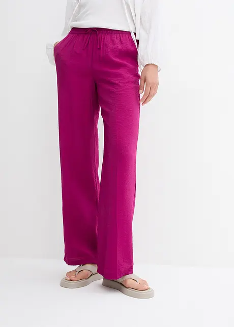 Pantaloni a palazzo con cinta elastica in misto viscosa, bonprix