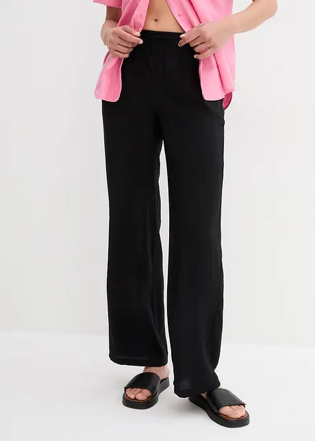 Pantaloni a palazzo con cinta elastica in misto viscosa, bonprix