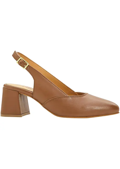 Décolleté slingback in pelle, bonprix PREMIUM