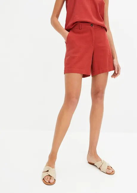 Shorts in misto lino dal taglio diritto, bpc bonprix collection