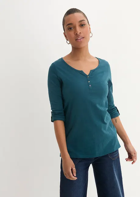 Maglia con bottoncini in puro cotone biologico, bonprix