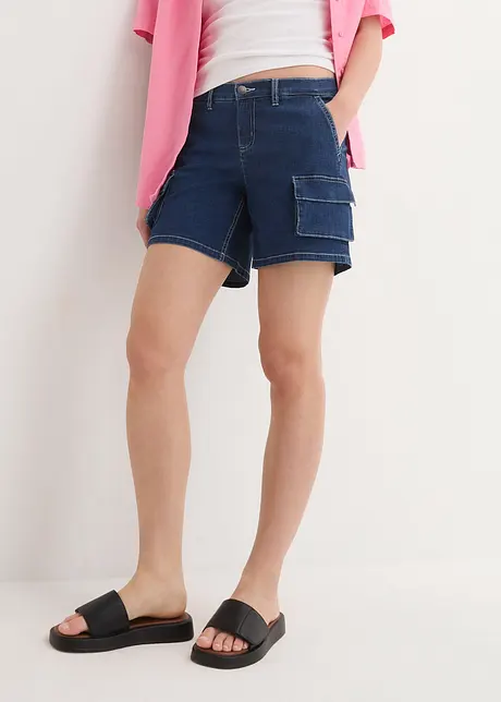Shorts di jeans cargo, a vita media, John Baner JEANSWEAR