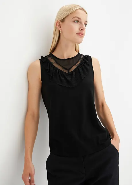 Top con pizzo e volant, bonprix