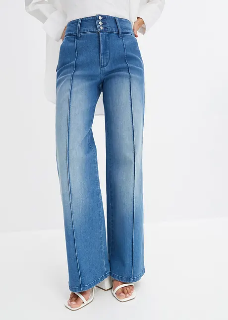 Jeans con bottoni decorativi, wide leg, bonprix