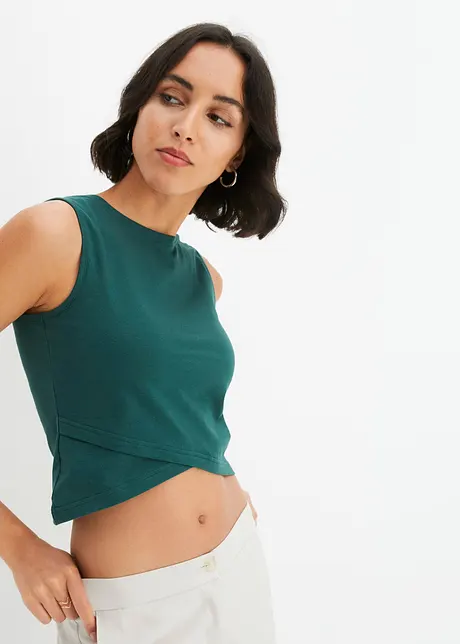 Top cropped in cotone elasticizzato, bonprix