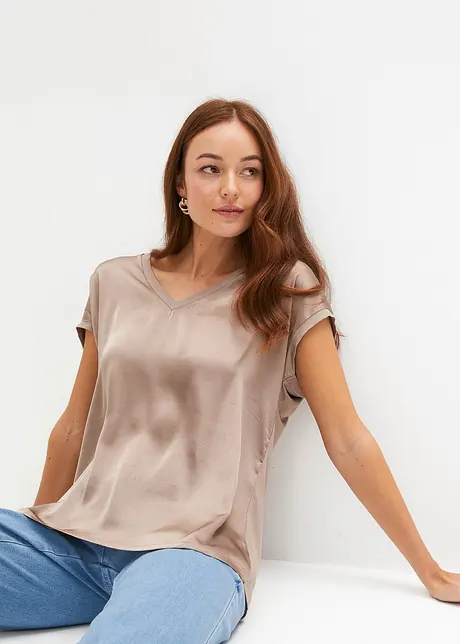 Maglia con inserto in satin, bonprix