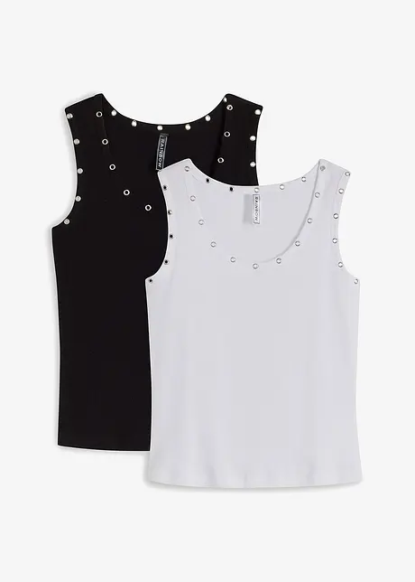 Top a costine in puro cotone biologico (pacco da 2), bonprix