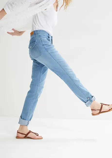Jeans risvoltabili straight, a vita media, bonprix