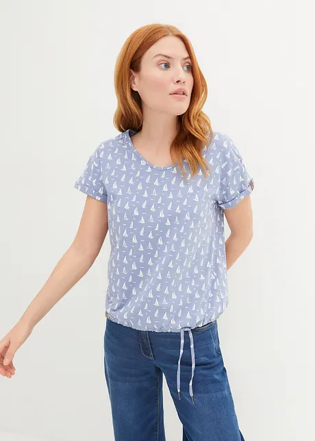 T-shirt fantasia con laccetto, bonprix