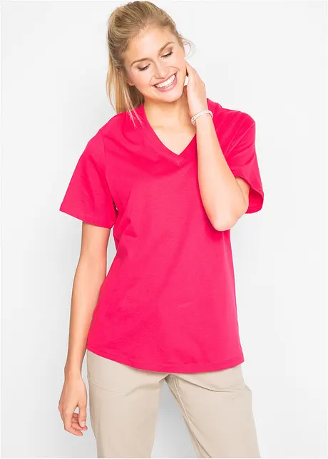 Maglia lunga e larga con scollo a V e maniche corte (pacco da 5), bonprix