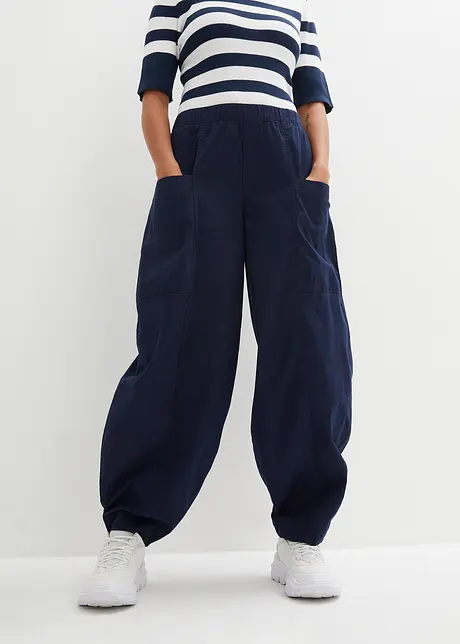 Pantaloni in twill di misto cotone elasticizzato, bonprix