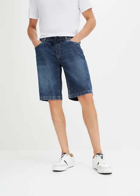 Bermuda elasticizzati in jeans leggero con elastico in vita, slim fit, bonprix