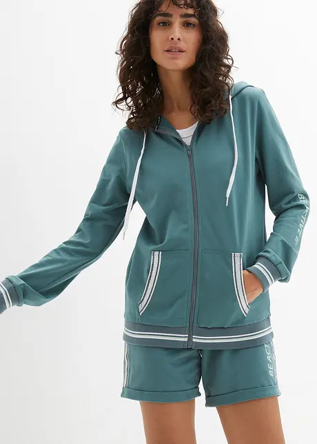 Felpa con zip e cappuccio in puro cotone biologico, bonprix
