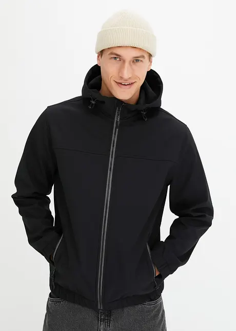 Softshell con cappuccio taglio bomber, bonprix