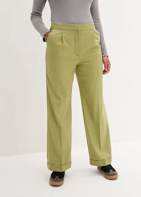 Pantaloni cropped in simil lana con cinta comoda, bonprix