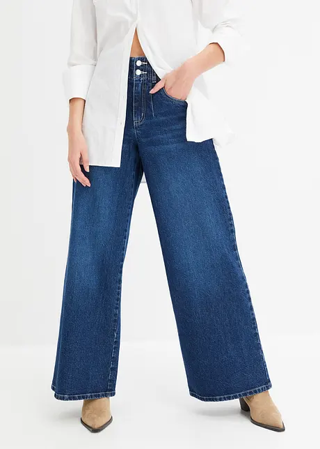 Jeans wide leg, a vita alta, bonprix