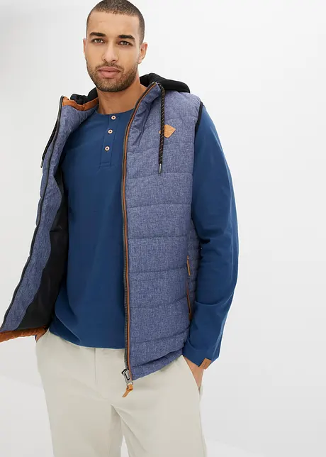 Gilet trapuntato con cappuccio staccabile, bonprix