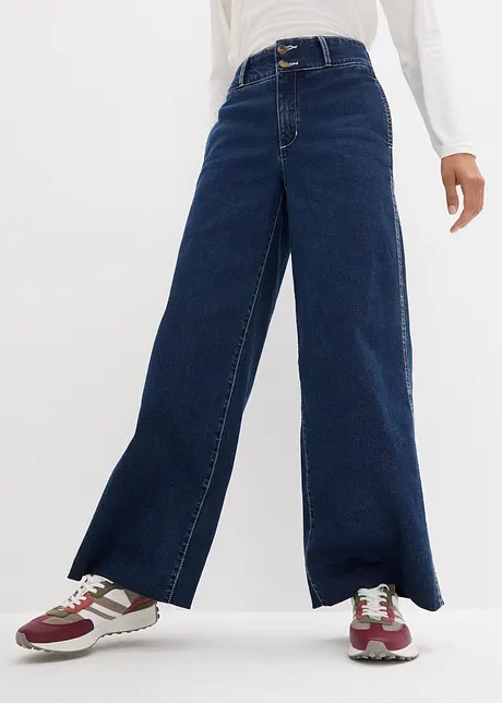 Jeans elasticizzati wide leg, a vita alta, bonprix