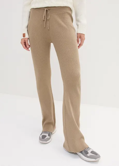 Pantaloni in maglia con cinta elastica e laccetto da annodare, bonprix