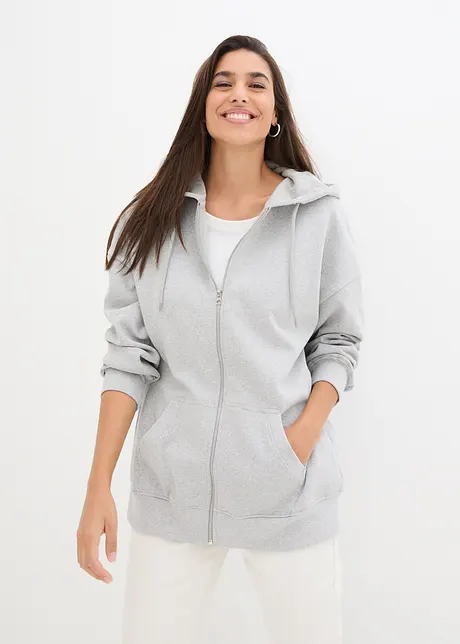 Felpa oversize con zip e cappuccio, bonprix