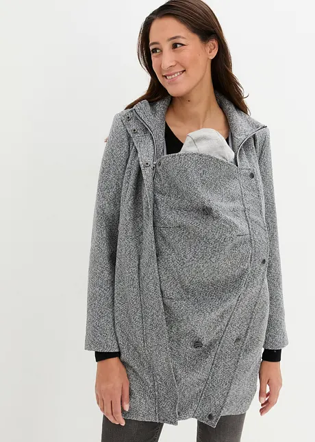 Cappotto corto prémaman in simil lana con inserto babywearing, bonprix