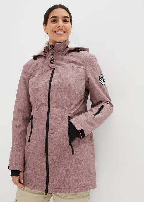 Giacca lunga tecnica impermeabile con pile teddy, bonprix