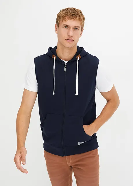 Gilet in felpa con zip e cappuccio, bonprix