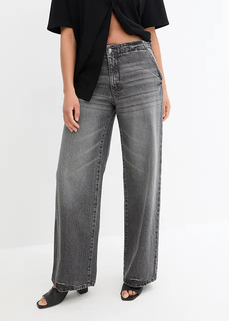 Jeans wide leg elasticizzati, a vita media, bonprix