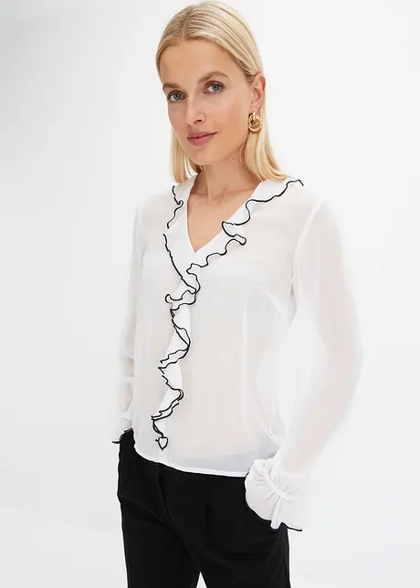 Blusa con volant, bonprix