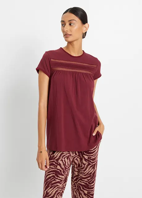 Maglia in cotone con pizzo, bonprix
