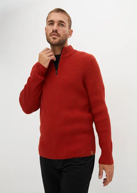 Maglione con zip e cotone, bonprix