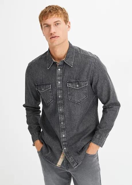 Camicia in jeans a maniche lunghe, bonprix