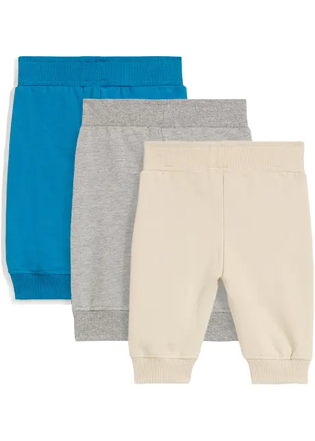 Pantaloni in felpa in cotone biologico (pacco da 3), bonprix