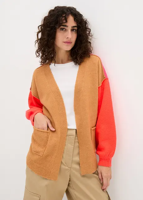 Cardigan oversize con color blocking, bonprix